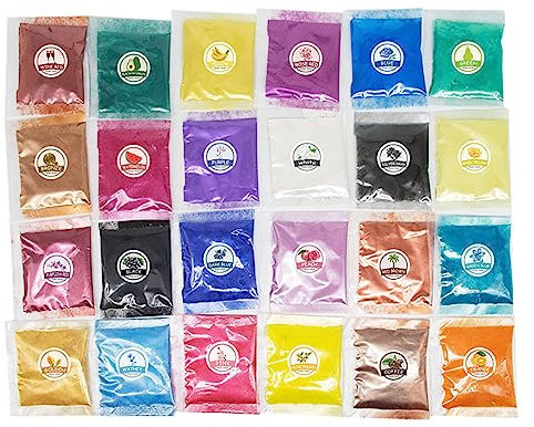 24 Stück Leuchtpigmentpulver, Glimmerpulver, Perlglanz-Farbflocken, Epoxidharz, Leuchtpulver für Schleim,Farbstoff für DIY Nail Art Rocks und Mottoparty, Original-Set