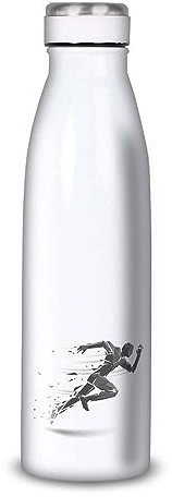 Gourde/Bouteille d'eau en Aluminium - Acier Inoxydable (thermos 24h) réutilisable 330ml à 750ml, Fitness (Bouteille (isotherme, bouchon plat) 500ml, Acier Inox)