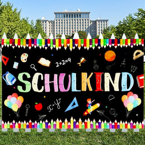NTGRTY Schulanfang Banner 180×110cm Einschulung Deko Banner,Schulkind Girlande Banner,Schulanfang Deko Banner,Einschulung Girlande Banner Willkommen Schulanfang Banner für Mädchen Junge