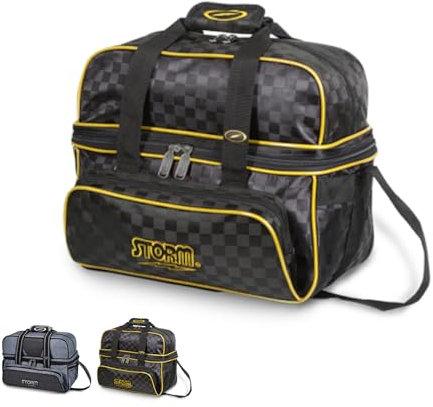 EMAX | Bowling-Ball-Tasche - Storm 2-Ball Tote Deluxe | Bowling-Tasche für 2 Bowling Bälle | Bowlingkugel-Tasche mit Schuhfach | Schwarz Gold