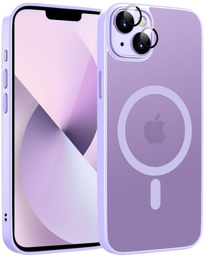 HGH Magnetisch Hülle für iPhone 13 6,1 Zoll Kompatibel mit MagSafe Kabellosem Laden, Durchscheinende Matt Handyhülle für iPhone 13 Dünn Stoßfest Schutzhülle kameraschutz für iPhone 13 Case Lila