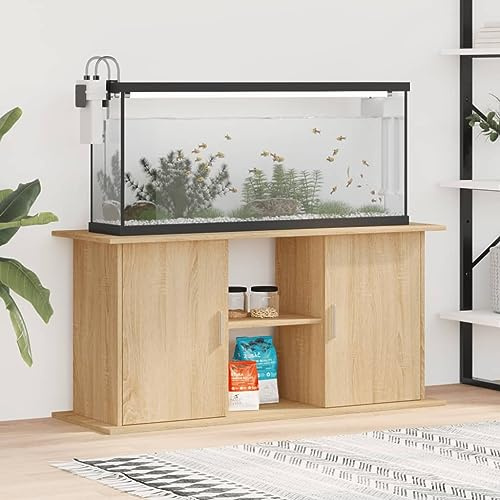 Homgoday Aquariumständer Aquarium Tisch Aquarium Unterschrank Aquarienunterschrank Terrarium Schrank Aquarien Schrank Sonoma-Eiche 121x41x58 cm Holzwerkstoff