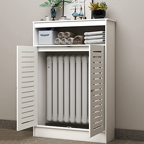 Radiator Cover Display Stand, Heating Cabinet with double doors and storage shelves, Living Room Furniture Modern Accent Cabinet, Hide cluttered pipes, for Home and Office