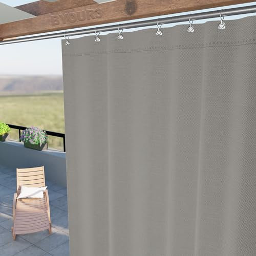 Byour3 -Tende Impermeabili Per Esterno Con Anelli In Metallo A Caduta Antimuffa - Tende Laterali Gazebo Oscuranti Tenda Parasole Per Terrazzo Balcone Tela Solare Frangivista (Grigio, L.350x270H)