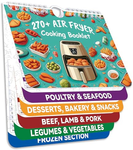 270+ Foods Air Fryer Cooking Guide Magnetic, Air Fryer Cheat Sheet Magnets Cooking Guide Booklet, Air Fryer Accessories for Air Fryer Cooking Guide Flip Chart, Air Fryer Temp and Time Chart