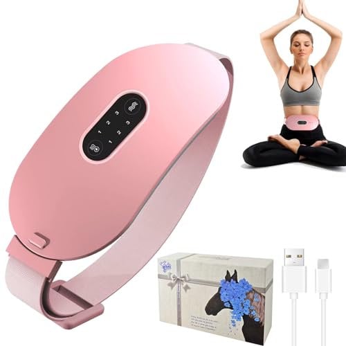 Rechargeable Cordless Period Pain Relief Heating Belt – 6 Heat Levels & 6 Vibration Massage Modes, Fast/Long?Lasting Heat, LED Display, Auto Shutoff – Portable Cramp Relief Device/Gift for Women