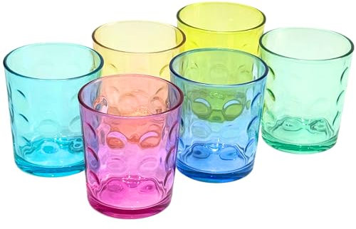 Generico Bicchieri Acqua Colorati set bicchieri colorati da 6 da 370 ml - Bicchieri Vetro Colorati (370 ml)