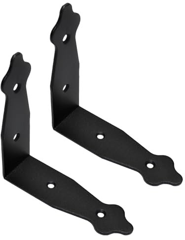 Pack of 2 x Black Corner Brackets - 115 x 115 mm Steel Right Angle Braces L Shaped Retro Decorative Metal Bracket 90 Degree Corner Braces for Wooden Furniture, Window, Shelf, Desk