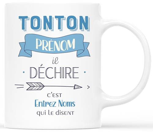 Cadeau Plus Mug Personnalisé Prénom Cadeau famille personnalisé, Tasse personnalisable mamie, tasse noël décoration, mug pere noel (Tonton)