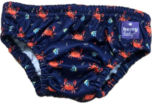 HOMYBABY® Maillots de Bain Couches Lavables Réutilisables Bébé – Culotte de Bain Dès 6 Mois – Couche de Bain Bébé Lavable – Culotte d’Apprentissage Natation (Crabes, 12 à 24 mois)