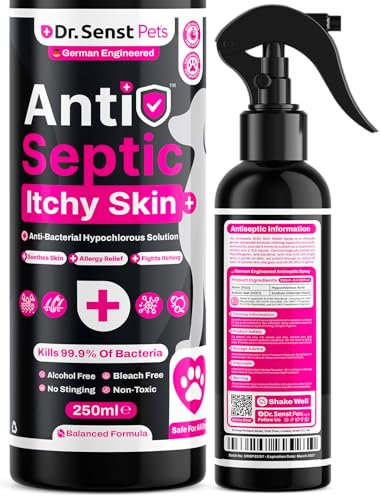 Dr. Senst Itchy Dog Skin Relief & Dog Allergy Relief Spray | 250ml Hypochlorous Acid Anti Itch For Dogs Relief | Dog Antiseptic Spray | Dog Itchy Skin Relief | Antiseptic Spray For Dogs