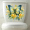 Plant Flower Butterfly Toilet Cover Sticker Decals,Spring Flower Leaf Butterfly Waterproof Toilet Lid Tank Seat Decals Cistern Self-Adhesive Bathroom Wall Sticker