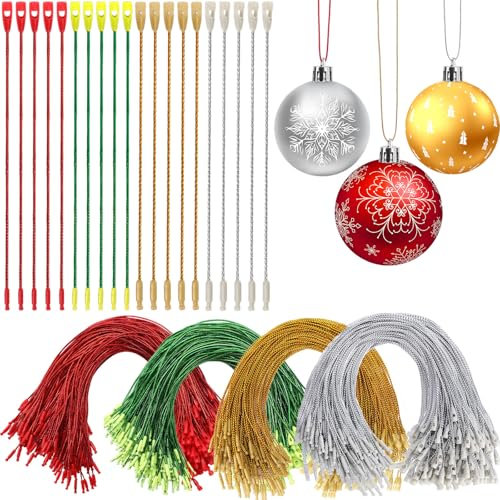 AUGSUN Weihnachtskugeln Aufhänger Haken, 200 Stück Christbaumkugel Aufhänger Haken mit Druckknopf Kugel Aufhänger für Christbaumkugeln Weihnachten Deko(Gold, Silbe, Rot, Grün)