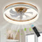 FRIXCHUR 20 Ceiling Fans with Lights and Remote, Gold Modern Low Profile Ceiling Fan Bedroom Dimmable Chandelier Fan LED Bladeless Fandelier for Living Room Kitchen