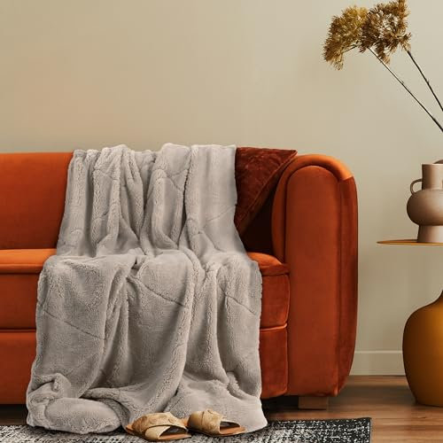 Paco Home Deko Wohnzimmer Decke Kuscheldecke Tagesdecke Waschbar Sofadecke Schlafzimmer Rautenmuster Einfarbig Flauschig, Farbe:Creme, Größe:150x200cm