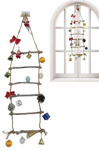 Albero di Natale da parete, luci a scala di Natale, albero di Natale a parete, albero di Natale verticale, albero di Natale da parete stravagante, albero di Natale in legno artificiale da appendere