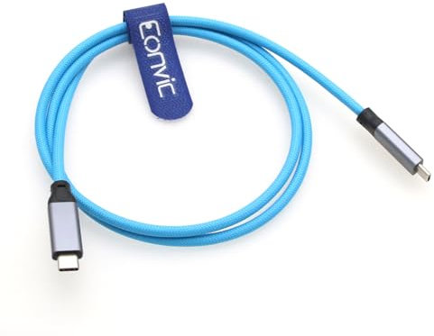 Eonvic USB Typ C 3.2 Gen 2 20Gb/s 100W 4K 60Hz Ladedaten Geflochtenes Spiralkabel für iPhone 15 Pro Max Plus Samsung Galaxy Tablets Laptops Blackmagic Sony FX3 Kamera (Blau 1m, USBC-USBC)