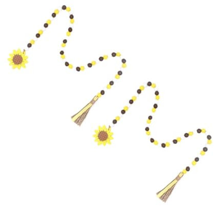 MAGICLULU 2st Sonnenblumen Holz Perlen Dekorative Wohnaccessoires Bausatz Abgestuft Armbänder Buchstabenperlen Aufkleber Wimpel Lichthausdekorationen Für Zu Hause Eukalyptus Kabel Hanfseil