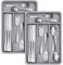 Lifewit 2tk. kleiner Besteckkasten für Schubladen, 4 Fächern Besteck Organizer, 19,8 x 31,5 cm Schublade Organizer Küche, Besteckeinsatz Utensilienhalter aus Kunststoff für Löffe/Gabeln/Messer, Grau