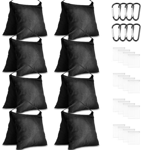 Sand Bags for Weight, 8 Pack Sandbags Weight Bags for Light Stand Photography Video Equipment, Heavy Duty Saddlebag for Backdrop Stand, Tripod, Canopy, Tent, Umbrella Base, Picnic Table - Black