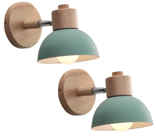 WOTTES Applique Murale Industrielle Vintage Lampe Murale Interieur Sconce Rétro Luminaire Applique Abat-jour E27 Ø15CM pour Salle à Manger Escalier Chambre Cuisine Café(2pcs vert)