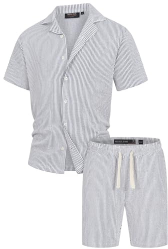 Indicode Herren INLino Sweatshorts & T-Shirt Set aus Baumwollmischung | Bequemes Shorts & Shirt Set aus weicher Baumwollmischung, Sweatshorts, T-Shirt, kurze Hose, Sommerset, Freizeitset für Männer