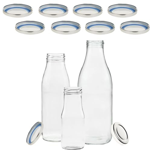 mikken 10 lock för glasflaskor TO48/5 cm – Blueseal – BPA/PVC-fritt, Twist-Off reservlock skruvlock för mjölkflaskor och juiceflaskor färg silver