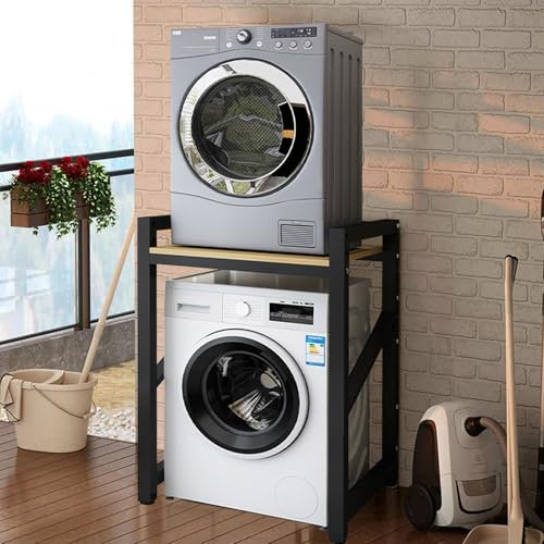 Meuble de Rangement pour Machine à Laver à Tambour, Meuble Machine à Laver et Seche Linge pour Salle de Bain Buanderie, Réglable en Hauteur, Capacité Charge 300kg, 73x63x100cm