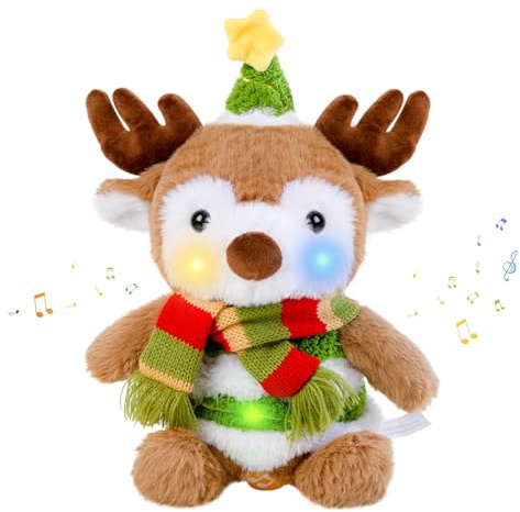 Rentier Kuscheltier 26cm Singender Sprechender Musik Interaktive Kinder | Musikalisch, Sprechender Elch, Wiederholungsfunktion, Interaktives, Geburtstags Geschenk