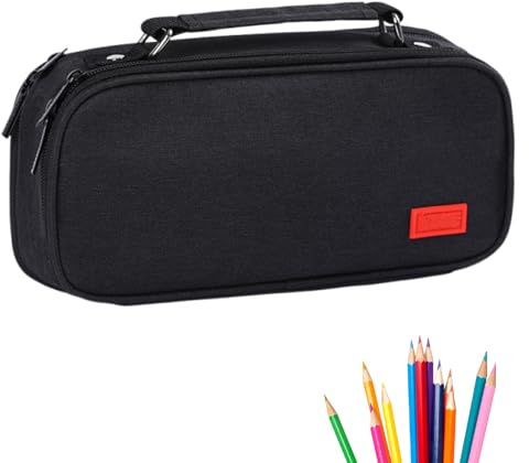 Zyiphor Federmäppchen Schwarz Stiftemäppchen 5 Fach Federmappen Pencilcase Groß Kapazität für Mädchen Jungen Teenager Schlamppermäppchen für Schule & Büro