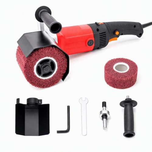 1580W Satiniermaschine mit Überlastschutz, 220V Bürstenschleifer Exzenterschleifer Poliermaschine, Walzenschleif-Funktion Bürstenschleifgerät für Oberflächen-Renovierung Holz Metall Edelstahl