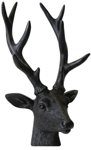 MACOSA PO671080_22_218 Hirsch Büste Schwarz modern 22 cm Dekohirsch Dekobüste Dekofigur Skulptur Herbst Winterdekoration Deko Winter