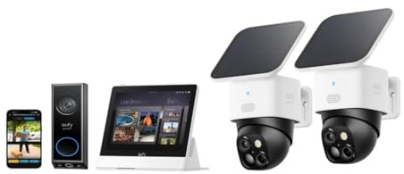 eufy Security SoloCam 2pack, Smart Display mit Video türklingel E340, Überwachungskamera aussen solar, 360°-Überwachung, Keine Toten Winkel