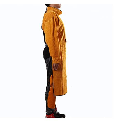 Welding Work Clothing, Leather Welding Apron with Sleeve,Heavy Duty Welding Jacket,Heat Flame Resistant Weld Coat for Men Women