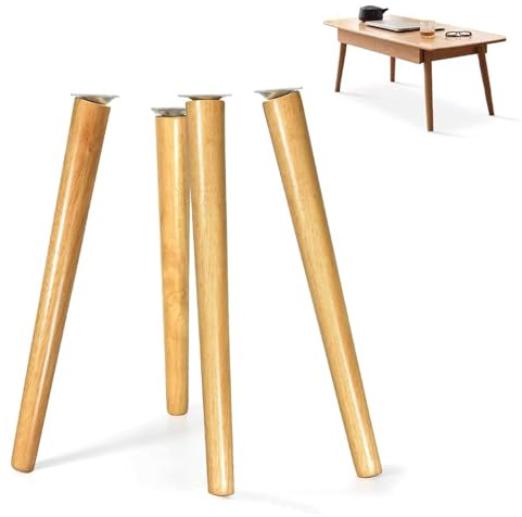 GJPXFR Lot De 4 Pieds De Meubles en Bois Massif 35cm 40cm Pied De Table Conique De Remplacement, Pattes De Table Bois pour Bureau, Table Basse, Canapé, Chaise(75cm/30in)