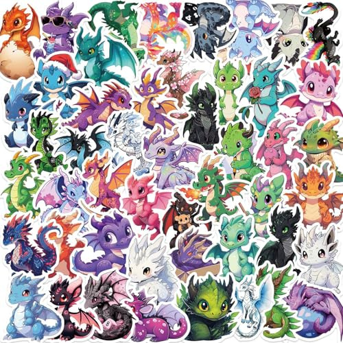Doyomtoy 50 Stück Charmante Sticker im antiken griechischen Stil mit Drachenmotiven, DIY-Sticker mit europäischen Drachenmotiven, geeignet für Laptops, Handys und Trinkflaschen.