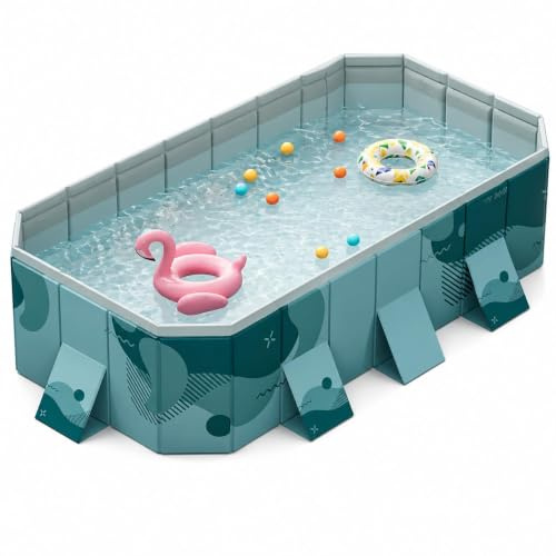 Piscine rectangulaire pliable en plastique rigide | Fabriqué en plastique rigide pliable, adapté pour les adultes et les familles pour une utilisation en plein air.
