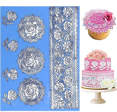 Anyana Hochzeits-Silikon-Matte, Rosen-Kuchendekorationsform, Blumen, Kuchendekorationswerkzeuge für essbare Spitzen-Fondant-Form, Zuckerspitzen-Cupcake-Matte