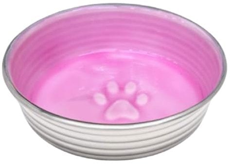 Loving Pets Le BOL Futternapf aus Edelstahl mit glasierter Innenseite, rutschfest, spülmaschinenfest, langlebig, für Haustiere, Rosa, klein (500 ml)