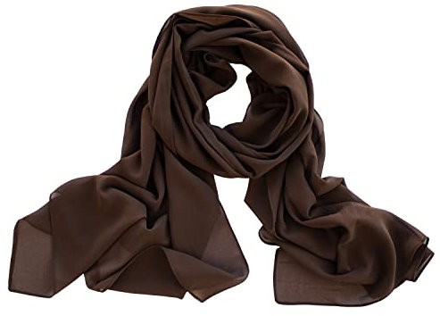 Dolce Abbraccio Damen Schal Stola Halstuch Tuch aus Chiffon für Frühling Sommer Ganzjährig (Dunkelbraun)