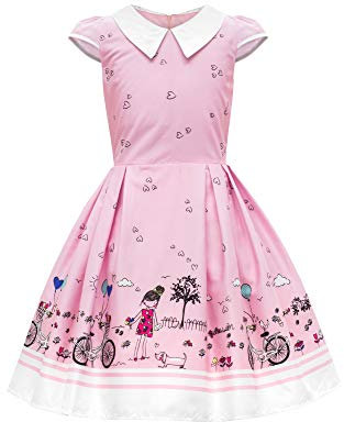 BlackButterfly Bambini Abito Vintage Sunshine Anni '50 'Olivia' (Rosa, 3-4 Anni)