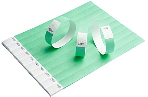 100 Papier-Armbänder aus Tyvek, 19 mm für Events, Festivals, reißfest, in 12 Farben erhältlich 19mm (Aqua)