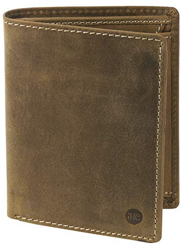 HC Herren hochwertige Geldbörse Hochformat Antikes Leder RFID Schutz, Farben:braun