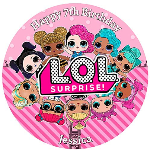IcingCakeTopper Edible LOL Personalised Birthday Round 7.5''(19cm). Please send your Personalization INFO. by Selecting 'Contact Seller' in Your Order Selection of Amazon
