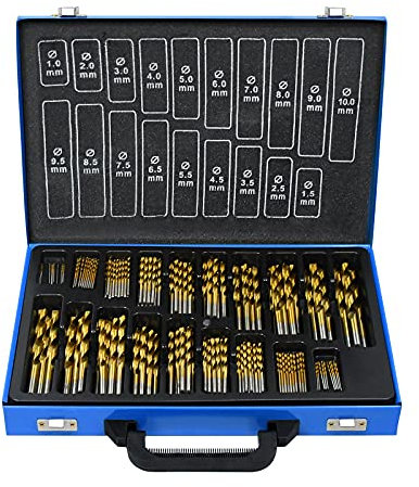 AUFUN Metallbohrer Set 170-teilig Spiralbohrer Holzbohrer HSS Bohrer Set 1-10 mm DIN 338 Spitzenwinkel 135° HSS-G Cobalt für alle handelsüblichen Bohrmaschinen