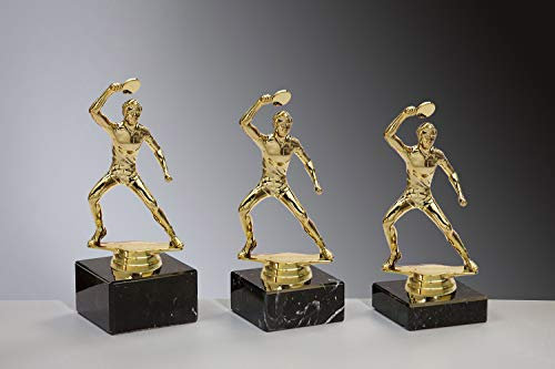Henecka Landwirtschaft Trophäe, Traktor Bauern Pokal, Schraubfigur Traktor mit Bauer Gold, Marmorsockel schwarz, mit Wunschgravur, wählbar in 3 Größen oder als 3er-Serie (Sockel 70 x 40 mm)
