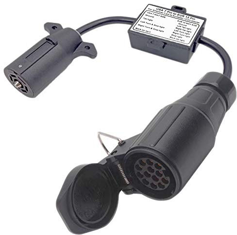 CARROFIX Connecteur américain à 7 Voies vers Prise européenne à 13 Broches - Convertisseur de remorque Ronde européenne à 13 Broches pour Voiture américaine à 7 Voies