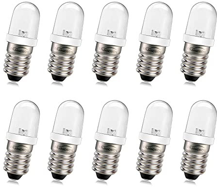 Ruiandsion E10 LED-Glühbirne 220V 230V AC 8mm Schraubsockel Energiesparende LED-Anzeigeleuchte E10 Sockel LED Upgrade Glühbirne, Warmes Weiß (10er Pack)