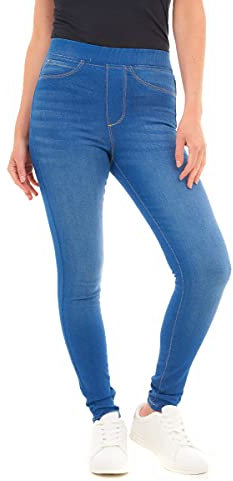 M17 Women Ladies Denim Jeans Jeggings Skinny Fit Classic Casual Trousers Pants with Pockets (14, Bright Blue)