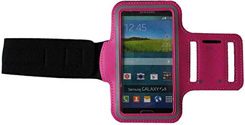 Fitness Sportarmband kompatibel für Samsung Galaxy M11 / M12 / M21 / M30s / M31 / M31s / M32 / M51 Armband Handy Oberarm Halter für Fitness, Joggen, Laufen Hülle Tasche Blank XL Dunkel-Pink